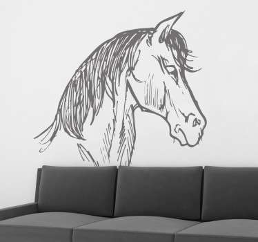 Vinilo decorativo boceto cabeza caballo
