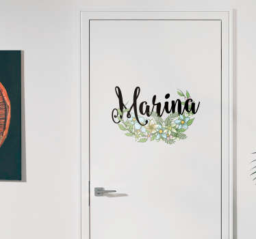 Vinilo decorativo botánico con nombre