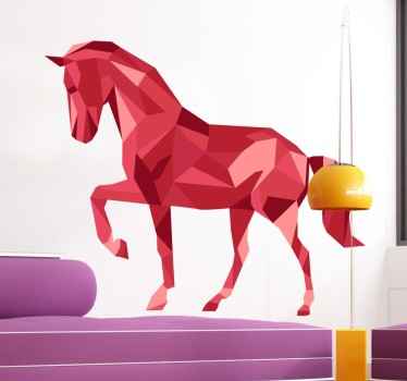 Vinilo decorativo caballo poligonal rojo