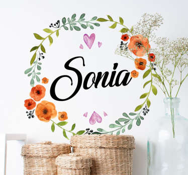 Vinilo decorativo floral personalizable