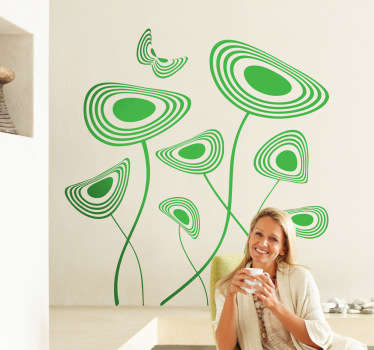 Vinilo decorativo flores sinuosas