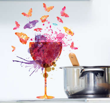 Vinilo decorativo splatter copa de vino