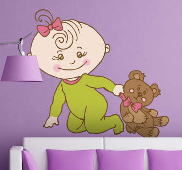 Vinilo infantil bebé con su peluche