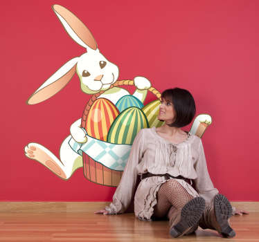 Vinilo infantil conejo pascua cesta
