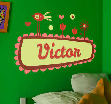 Vinilo infantil ilustración nombre