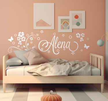 Vinilo nombre personalizado floral