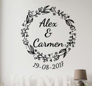 Vinilo personalizable corona boda