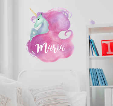 Vinilo personalizable unicornio acuarela