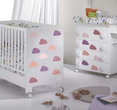 Vinilos nubes sticker tonos rosados