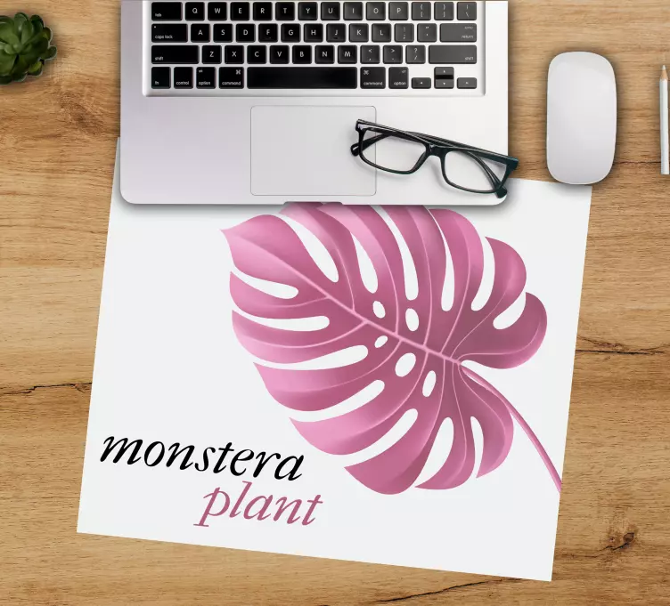 Alfombrilla ratón frases Monstera minimalista rosa - TenVinilo