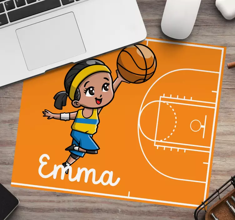Mouse pad personalizable jugador de baloncesto alegre - TenVinilo