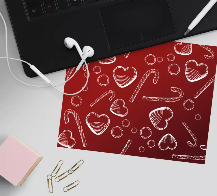 Mousepad navidad patrones de corazones dulces - TenVinilo