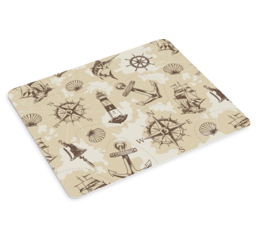 Mouse pad mapamundi elementos de brújula náutica - TenVinilo