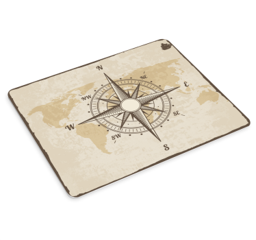 Alfombrilla para raton mapamundi Brújula vintage con mapa del mun - TenVinilo