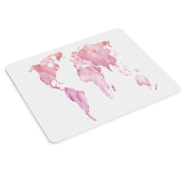 Mouse pad mapamundi mapa acuarela rosa - TenVinilo