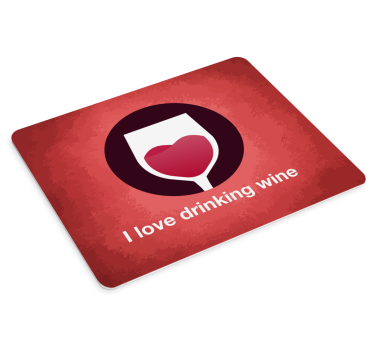 Mouse pad frases vaso de vino con símbolo de corazón - TenVinilo