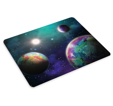 Mouse pad mapamundi orbes cósmicos coloridos - TenVinilo
