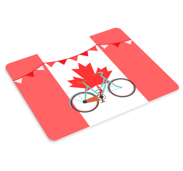 Mouse pad mapamundi bicicleta con hoja de arce - TenVinilo