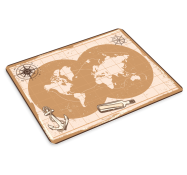 Mouse pad mapamundi mapa mundial náutico - TenVinilo
