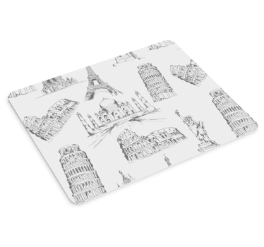 Mouse pad mapamundi boceto de lugares famosos - TenVinilo