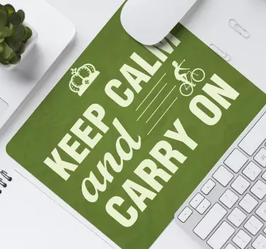 Mouse pad frases mantén la calma y pedalea - TenVinilo