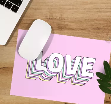 Mouse pad frases tipografía colorida de amor - TenVinilo