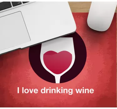 Mouse pad frases vaso de vino con símbolo de corazón - TenVinilo