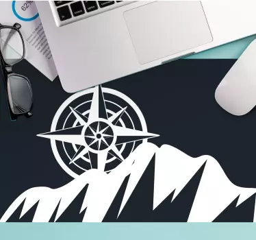 Mouse pad mapamundi brújula sobre montañas - TenVinilo