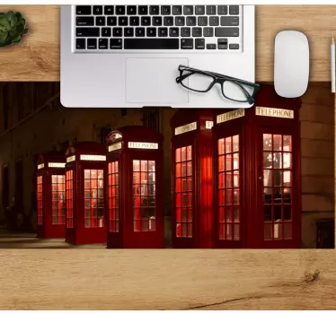 Mouse pad mapamundi cabinas telefónicas rojas - TenVinilo