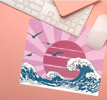 Mouse pad mapamundi escena oceánica estilizada - TenVinilo