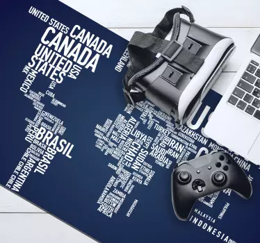 Mouse pad mapamundi ilustración de países del mundo - TenVinilo