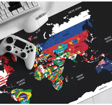 Mouse pad mapamundi ilustración global vibrante - TenVinilo