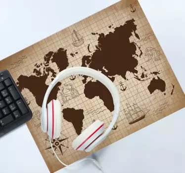 Mouse pad mapamundi mapa del globo retro - TenVinilo