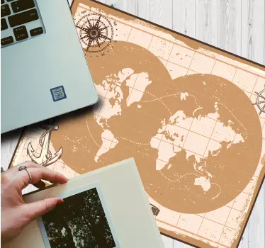 Mouse pad mapamundi mapa mundial náutico - TenVinilo