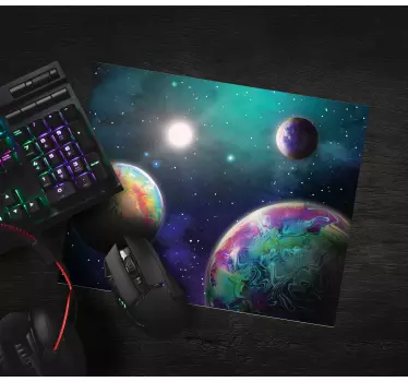 Mouse pad mapamundi orbes cósmicos coloridos - TenVinilo