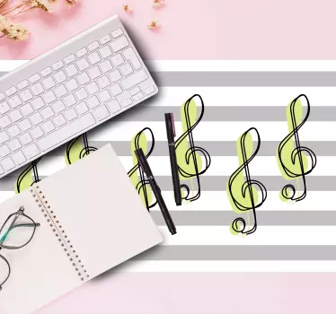 Mouse pad mapamundi patrón de notas musicales - TenVinilo