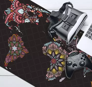 Mouse pad mapamundi patrones del mundo coloridos - TenVinilo
