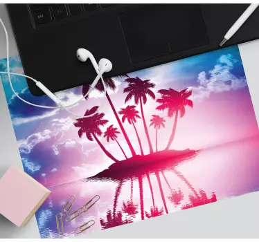 Mouse pad mapamundi reflejo de isla tropical - TenVinilo