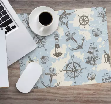 Mouse pad mapamundi tema aventura náutica - TenVinilo