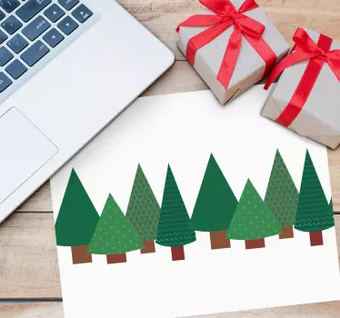 Mousepad navidad bosque de pinos estilizado - TenVinilo