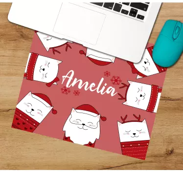 Mousepad navidad caras de gatos adorables - TenVinilo