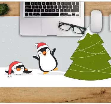 Mousepad navidad celebración de pingüinos festivos - TenVinilo
