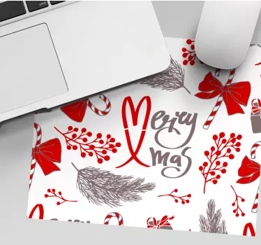 Mousepad navidad deseos alegres y cintas festivas - TenVinilo