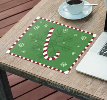 Mousepad navidad diseño de bastones de caramelo - TenVinilo