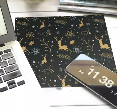 Mousepad navidad elegantes renos dorados - TenVinilo