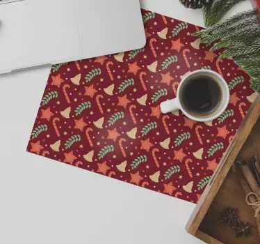 Mousepad navidad estrellas y campanas festivas - TenVinilo
