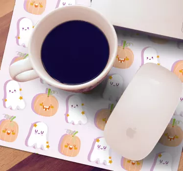 Mousepad navidad fantasmas y calabazas adorables - TenVinilo