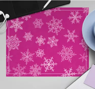 Mousepad navidad fondo con patrón de copos de nieve - TenVinilo