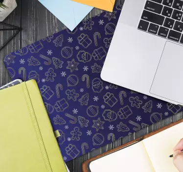 Mousepad navidad iconos festivos de temporada - TenVinilo
