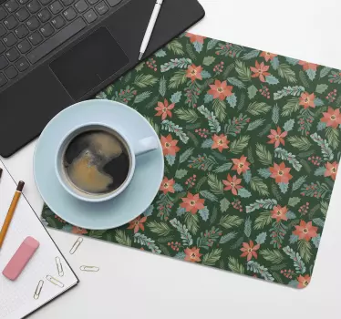 Mousepad navidad motivo floral festivo - TenVinilo